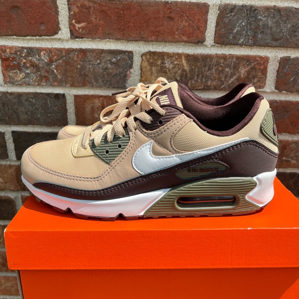 Nike Air Max 90 in Tan, Brown, and Olive - Picture 7 of 10